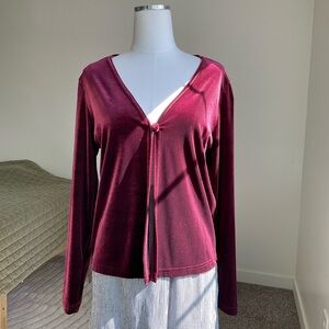 Vintage 90s Vampy Goth Button Front Burgundy Velvet Cardigan